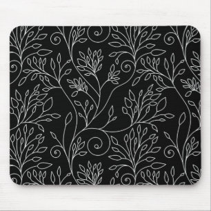 Tapis De Souris Mousepad floral noir et blanc