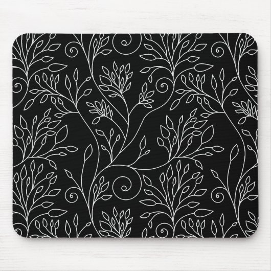 Tapis De Souris Mousepad floral noir et blanc (Devant)