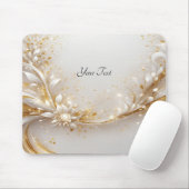 Tapis De Souris Mousepad floral or blanc (Avec souris)