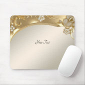 Tapis De Souris Mousepad Floral Orné Or (Avec souris)