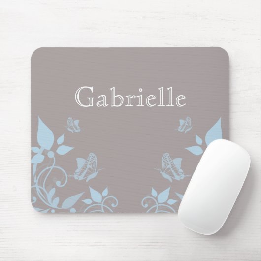 Tapis De Souris Mousepad floral papillon bleu (Avec souris)