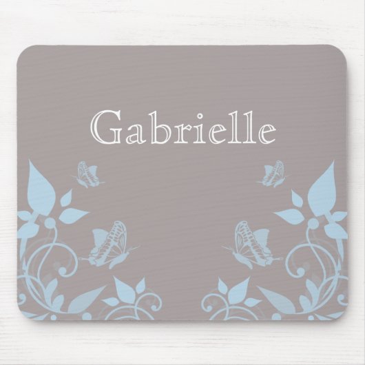 Tapis De Souris Mousepad floral papillon bleu (Devant)