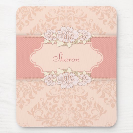 Tapis De Souris Mousepad floral rose Damas (Devant)