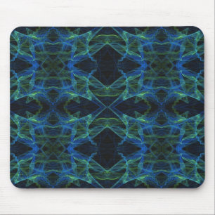 Tapis De Souris Mousepad fractal bleu, vert et noir