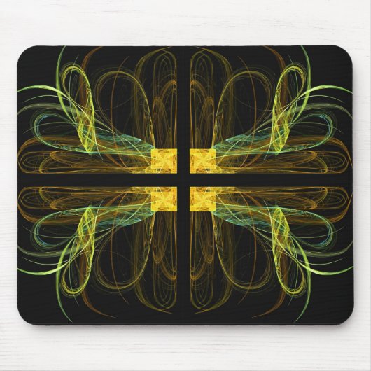 Tapis De Souris Mousepad Fractal Or & Vert (Devant)