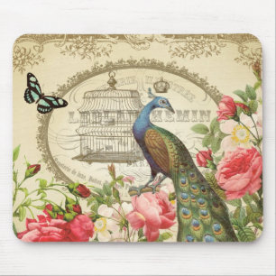 Tapis De Souris Mousepad français vintage de paon