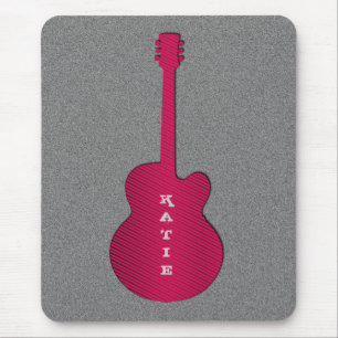 Tapis De Souris Mousepad Guitare À Rayures, Rose Chaud