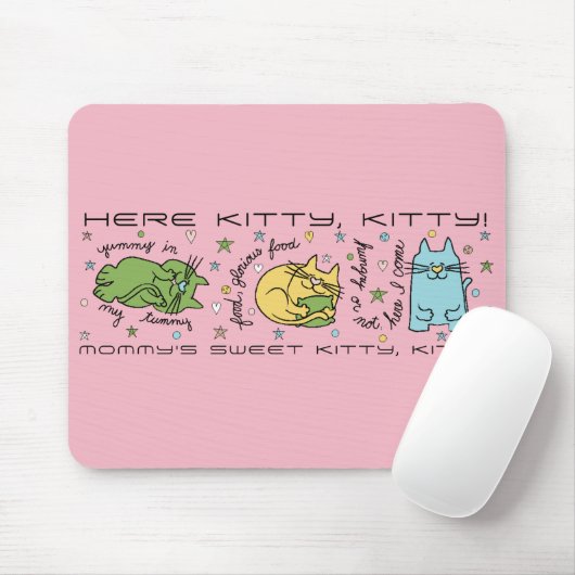Tapis De Souris Mousepad "Ici Kitty, Kitty !" (Avec souris)