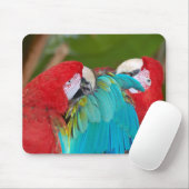 Tapis De Souris Mousepad imprimé perroquets rouges et bleus (Avec souris)