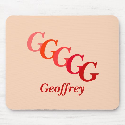 Tapis De Souris Mousepad - Initiale décalée et nom en rouge (Devant)