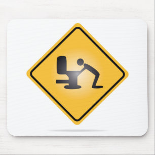 Tapis De Souris Mousepad jaune de panneau d'avertissement de
