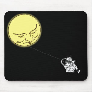 Tapis De Souris Mousepad : La fille avec la lune sur une ficelle