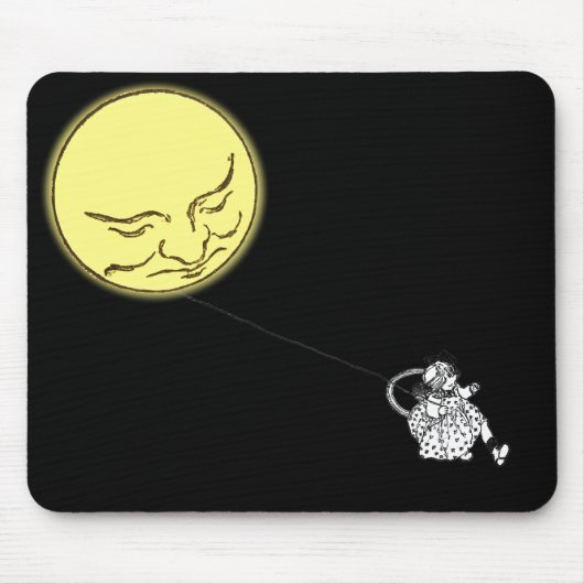 Tapis De Souris Mousepad : La fille avec la lune sur une ficelle (Devant)