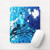 Tapis De Souris Mousepad moderne, abstrait, pulvérisé, bleu, blanc (Avec souris)