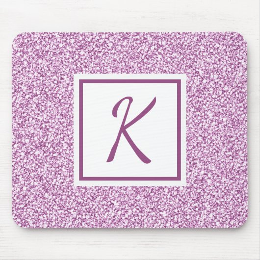 Tapis De Souris Mousepad monogramme rose sur mesure (Devant)