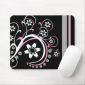 Tapis De Souris Mousepad Noir, Blanc Et Rose (Avec souris)