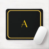 Tapis De Souris Mousepad noir bon marché avec cadre or et monogram (Avec souris)