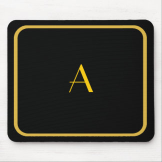 Tapis De Souris Mousepad noir bon marché avec cadre or et monogram