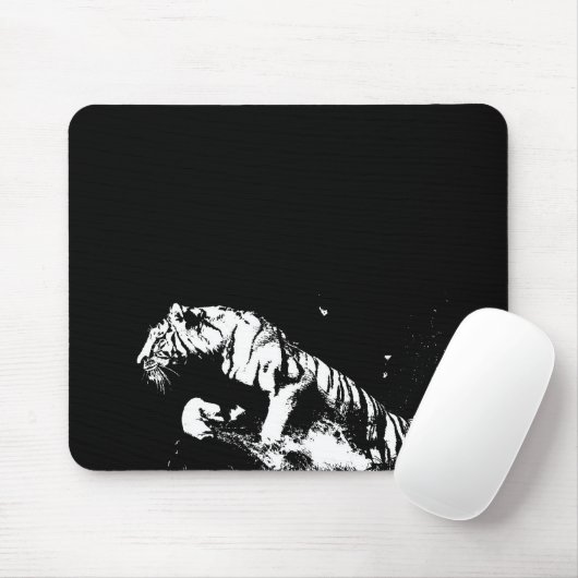 Tapis De Souris Mousepad noir et blanc Tiger Pop Art (Avec souris)