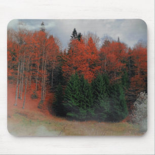 Tapis De Souris Mousepad Octobre Forêt Rouge Vert