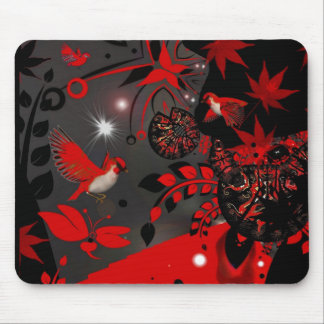 Tapis De Souris Mousepad Oiseaux rouges d'Asie