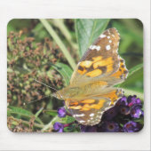 Tapis De Souris Mousepad - Papillon orange sur Fleur violette (Devant)
