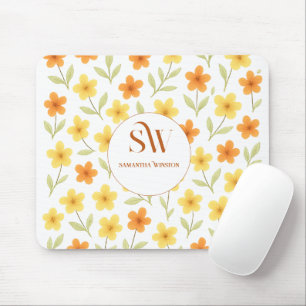 Tapis De Souris Mousepad personnalisé avec orange Floral jaune