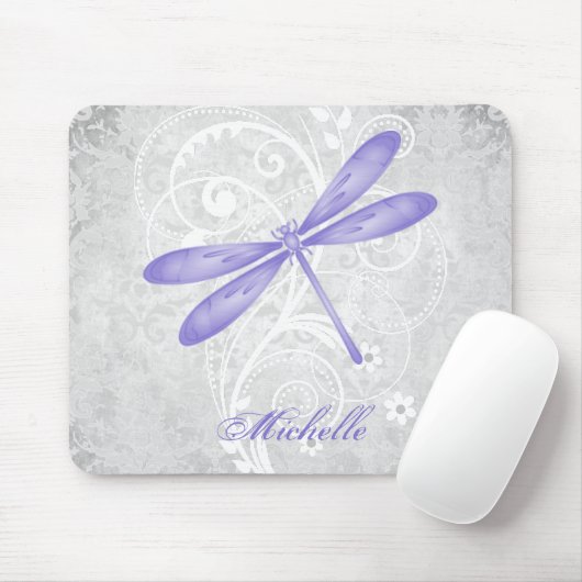 Tapis De Souris Mousepad personnalisé de libellules violettes (Avec souris)