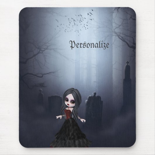 Tapis De Souris Mousepad personnalisé. Fille mignonne de Goth dans (Devant)