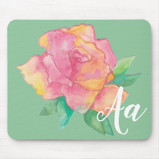 Tapis De Souris Mousepad "PINK Flower/Watercolor Sketch" (Devant)