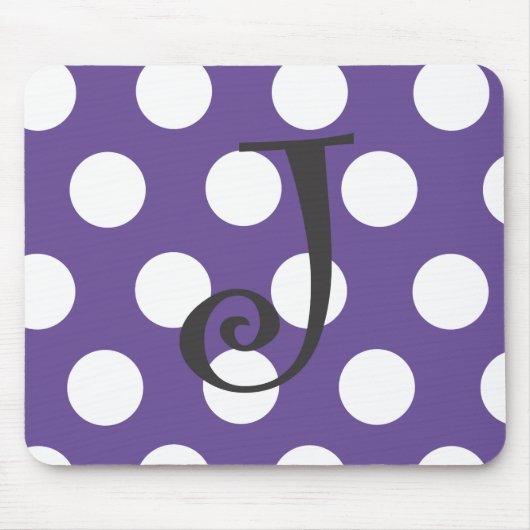 Tapis De Souris Mousepad pourpre pointillé "J " (Devant)