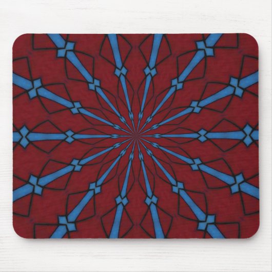 Tapis De Souris Mousepad radial en verre rouge et bleu (Devant)