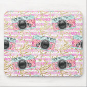 Tapis De Souris Mousepad rayé rose et blanc (Devant)