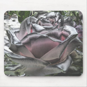 Tapis De Souris Mousepad renversant d'argent et de rose de rose