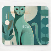 Tapis De Souris Mousepad Retro Green Cat pour Amoureux de les chat (Devant)