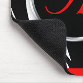 Tapis De Souris Mousepad rouge de monogramme d'impression chic de (Coin)