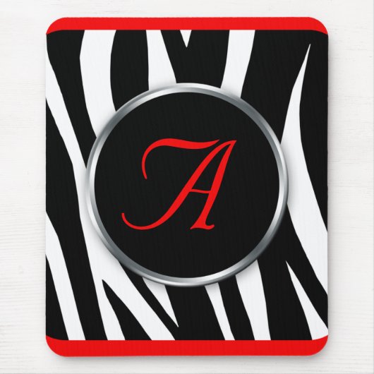 Tapis De Souris Mousepad rouge de monogramme d'impression chic de (Devant)