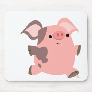 Tapis De Souris Mousepad sportif de porc de bande dessinée