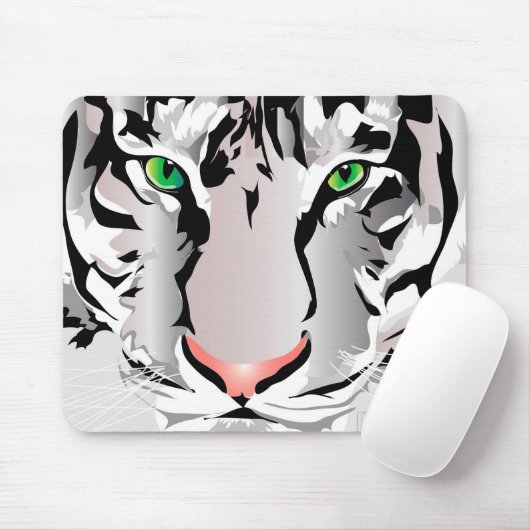 TAPIS DE SOURIS MOUSEPAD TIGER-BLANC/GRIS (Avec souris)