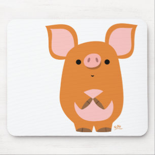 Tapis De Souris Mousepad timide de porc de bande dessinée
