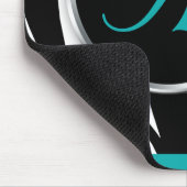 Tapis De Souris Mousepad turquoise de monogramme d'impression chic (Coin)