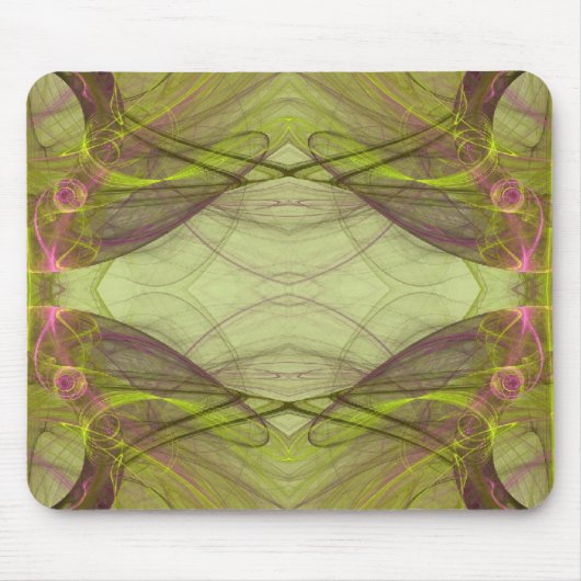 Tapis De Souris Mousepad vert et rose fractal (Devant)