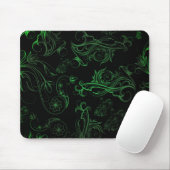 Tapis De Souris Mousepad vert floral (Avec souris)