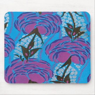 Tapis De Souris Mousepad vintage Art déco violet et bleu floral