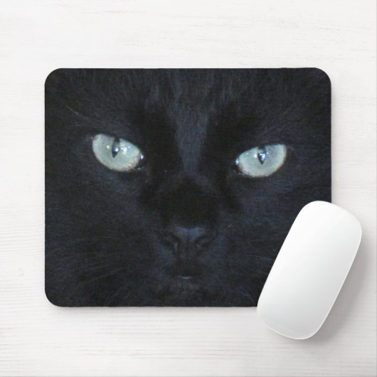 Tapis De Souris Mousepad - Visage de chat noir (Avec souris)