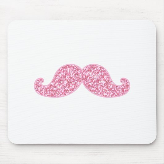 TAPIS DE SOURIS MOUSTACHE ROSE GIRLY DE PARTIES SCINTILLANTES (Devant)