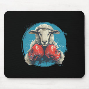 Tapis De Souris Mouton Boxeur Avec Gants De Boxe Kickboxing Drôle