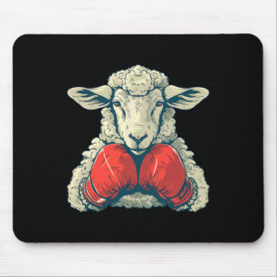 Tapis De Souris Mouton boxeur avec gants de boxe Kickboxing Drôle