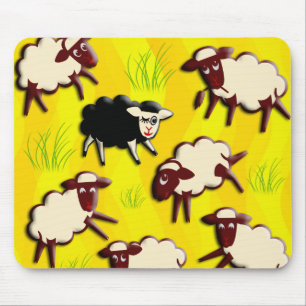 Tapis De Souris Mouton noir vagues jaunes