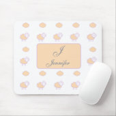Tapis De Souris Mouton rose élégant avec nuages Monogramme Motif (Avec souris)